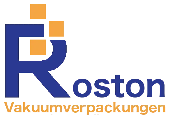 Das Bild zeigt das Blau Orange Logo von Roston Vakuumverpackungen.